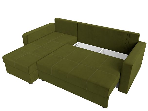 Диван угловой Ливерпуль Лайт левый угол Микровельвет зеленый - Вид 7
