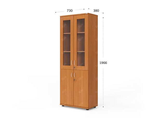 UNITY РШКСМ-02 ВИШНЯ Шкаф со стеклянными дверьми Прямой 730x380x1966 - Вид 4