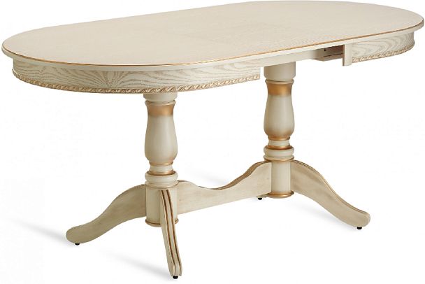 Стол деревянный раздвижной Барэнт 130(170)х90х76 Слоновая кость с золотой патиной - Вид 4