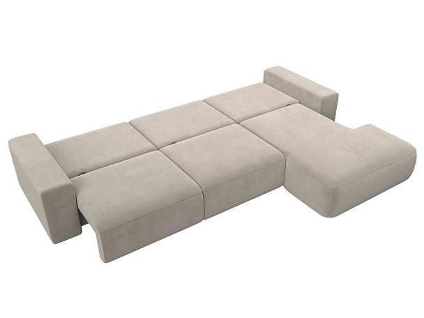 Диван угловой Лига-036 Классик Лонг правый угол Микровельвет бежевый - Вид 10