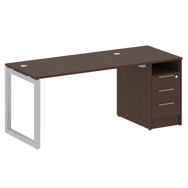 Metal System Quattro Р. ст. с тумбой на О-образном м/к 50БО.РС-СТП-1.3 Венге/Серый металл 1812*720*750 - Вид 1