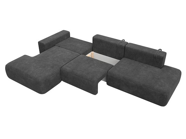 Диван угловой Лига-036 НПБ Модерн Лонг левый угол Велюр серый - Вид 8