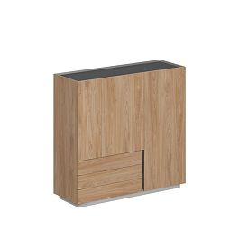 Шкаф 1600x550x1520, левый / корпус: гикори натуральный, фасады: гикори натуральный Оливер / Oliver - Фото предпросмотра