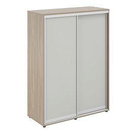 Шкаф купе 1438х600х1953  высокий, з.ст. ХДФ, 2 штанги / корпус цвет: темный дуб, двери: серый бархат Сигма / Sigma - Фото предпросмотра
