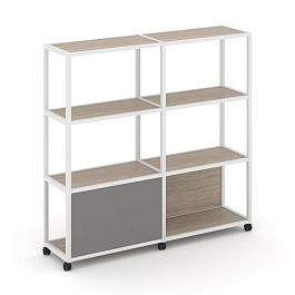 Shelf Mobile Стеллаж 4 уровня 2 секции VR.LT-STK-413.10 Дуб Аттик/Металл Белый/W-11 1970*400*1523 - Фото предпросмотра