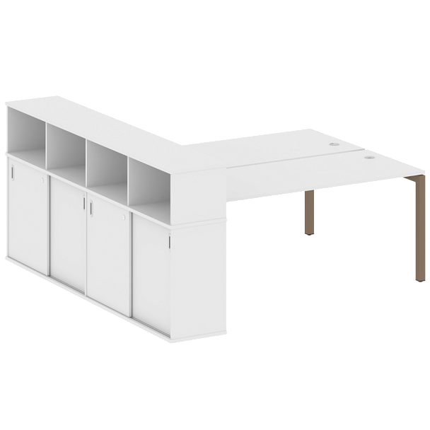 Metal System Quattro Р. ст. с шкафом-купе на П-образном м/к 50БП.РС-СШК-4.5 Т Белый/Мокко металл 2210*2332*1098 - Вид 1