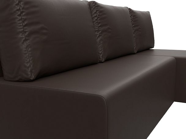 Угловой диван Поло правый (полностью экокожа коричневая) - Вид 4
