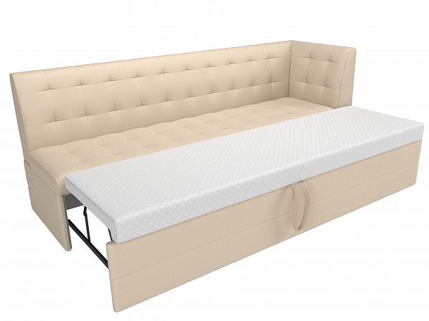 Кухонный диван Бриз с углом (полностью экокожа бежевая) - Вид 6