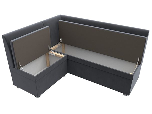 Кухонный угловой диван Уют левый (полностью велюр серый) - Вид 7