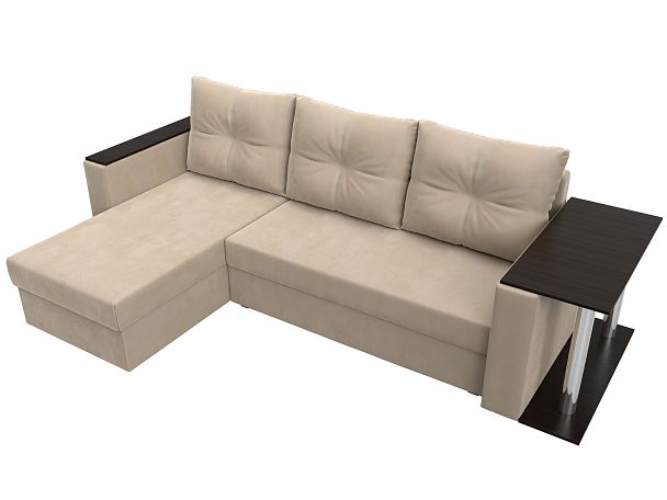 Угловой диван Атланта Лайт левый (полностью велюр бежевый) - Вид 6