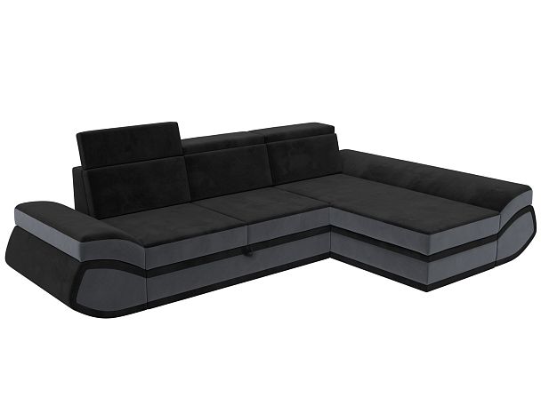 Диван угловой Лига-032 правый угол Велюр черный - Вид 5