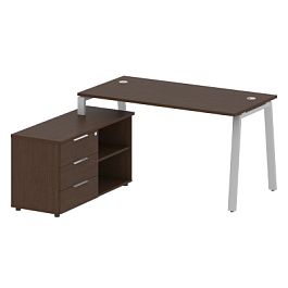 Metal System Р. ст. с тумбой на А-образном м/к БА.РС-СТС-2.3 (L) Венге/Серый металл 1500*1520*750 - Фото предпросмотра