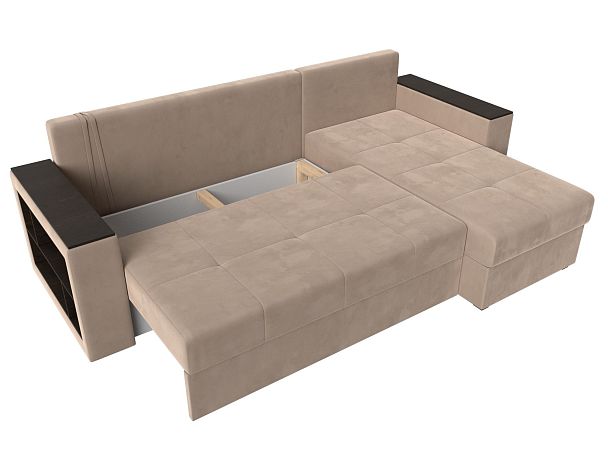 Диван угловой Дубай Лайт угол правый (полностью велюр бежевый) - Вид 8