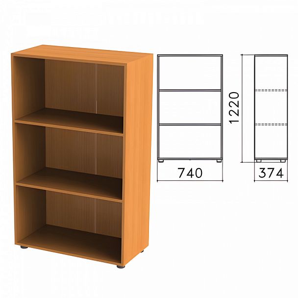 Шкаф (стеллаж) "Фея", 740х370х1220 мм, 2 полки, цвет орех милан, ШФ13.5 - Вид 1