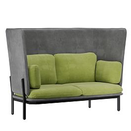 Stato Диван двухместный  с высокой спинкой STA-02 Teddy 316/Teddy 35/Металл Черный 1820*900*1200 - Фото предпросмотра