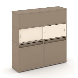 Estetica Набор №6. Тумба двойная+высокая надставка ES.NB.2V-6 Латте/Сатин 1500*410*1520 - Фото предпросмотра