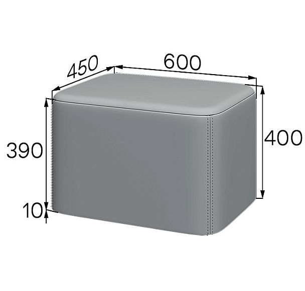 Блок. Пуф 60х40.Oregon 17 (кожзам) серый БК-6040 "Пуфы и банкетки"  ТК-002920003369 серый - Вид 1