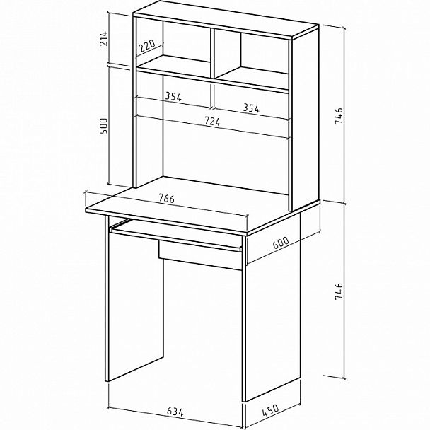 Стол компьютерный Лайт-1К СН - Вид 2