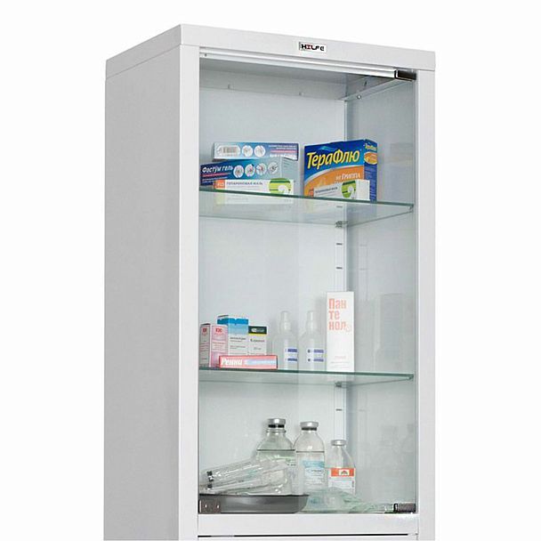 Шкаф медицинский 1-створчатый HILFE "МД 1 1760/SG" 1850х600х400мм, стекло, белый, S26199204509 - Вид 3