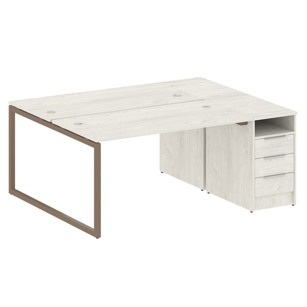 Metal System Quattro Р. ст. с тумбой на О-образном м/к 40БО.РС-СТП-2.3 Дуб наварра/Мокко металл 1812*1475*750 - Вид 1