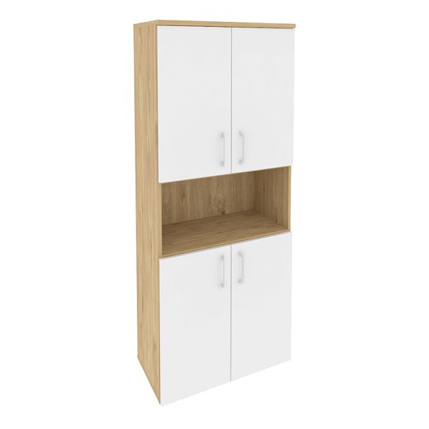 Onix Шкаф высокий широкий O.ST-1.5 Тиквуд светлый/Белый бриллиант 800*420*1977 - Вид 1