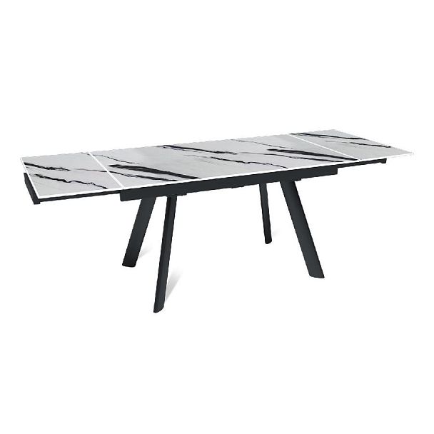 Стол раскладной Stone (140+40+40), керамика глянцевая Panda white - Вид 5