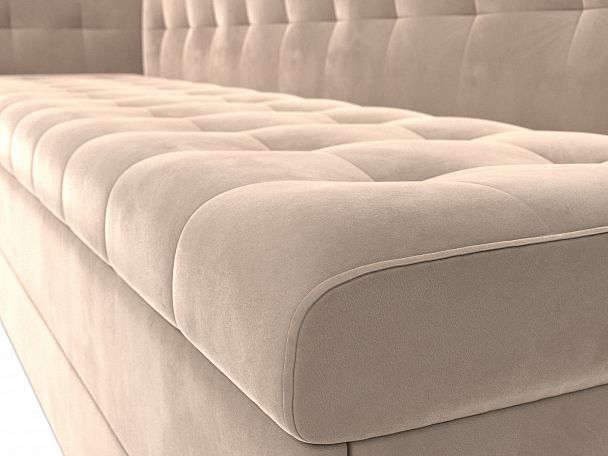 Кухонный диван Бриз с левым углом (полностью велюр бежевый) - Вид 4