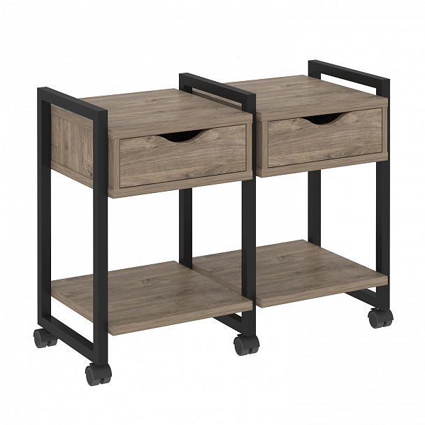 Тумба на колесах наборная "Loft" VR.L-TN-1.K тиквуд темный/черный - Вид 1