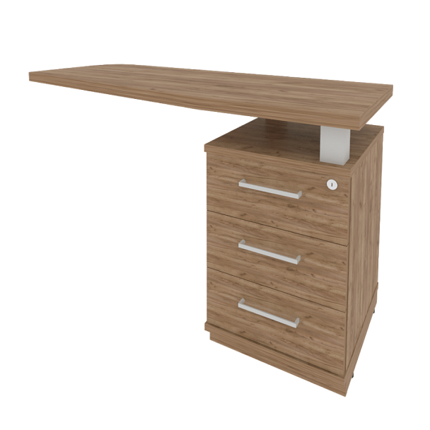 First Тумба приставная с топом правая KTP-2 (R) Дуб табак 1300*500*765 - Вид 1