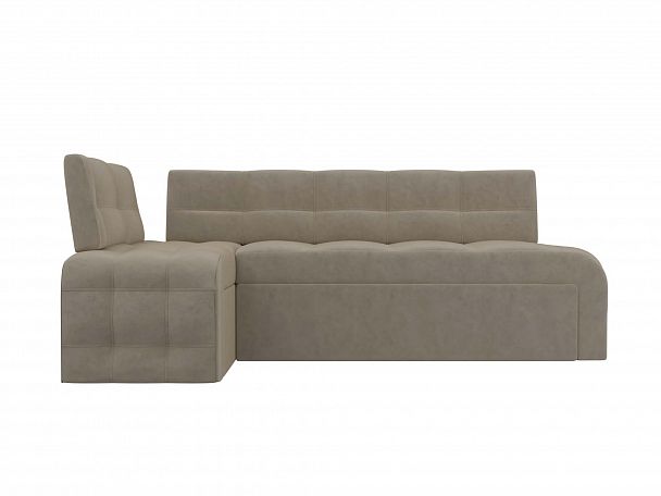 Кухонный угловой диван Люксор левый (полностью микровельвет бежевый) - Вид 2