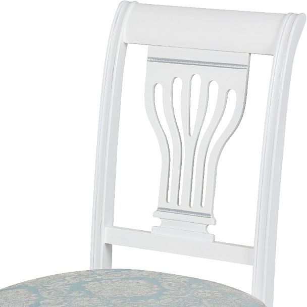 Комплект деревянных стульев с мягким сиденьем Мендельс Белая эмаль серебрянная патина/Бирюзовый жаккард, 4 шт. - Вид 6