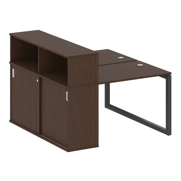 Metal System Quattro Р. ст. с шкафом-купе на О-образном м/к 50БО.РС-СШК-2.1 Т Венге/Антрацит металл 1410*1475*1098 - Вид 1