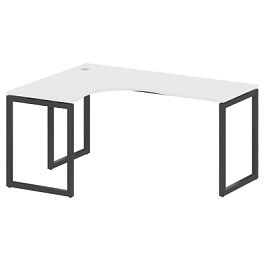 Metal System Quattro Стол криволинейный левый на О-образном м/к 40БО.СА-4 (L) Белый/Антрацит металл 1600*1200*750 - Фото предпросмотра