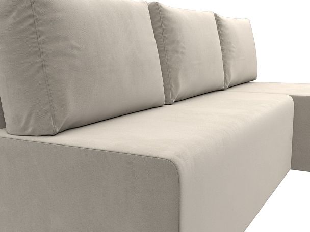 Угловой диван Поло правый (полностью микровельвет бежевый) - Вид 4