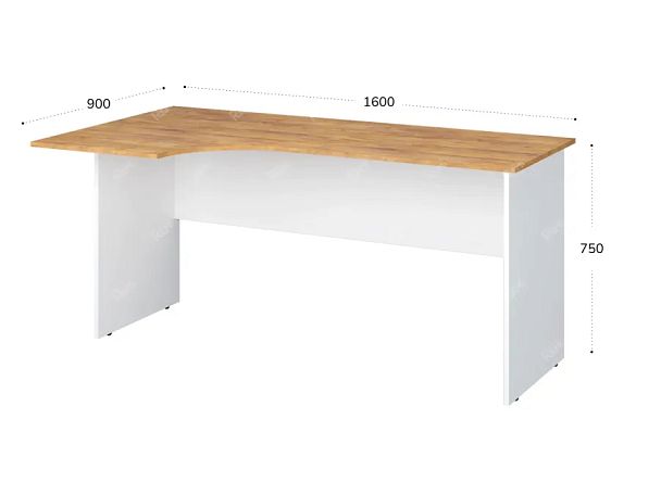 TANDEM RTD014-160L-ME Стол эргономичный левый 1600х900х750 Таксония медовая/Белый - Вид 2