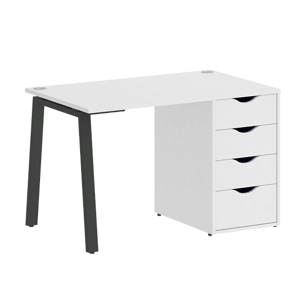 Home Office Стол письменный VR.SP-3-118.4.A Белый бриллиант/Антрацит металл 1180*720*750 - Вид 1