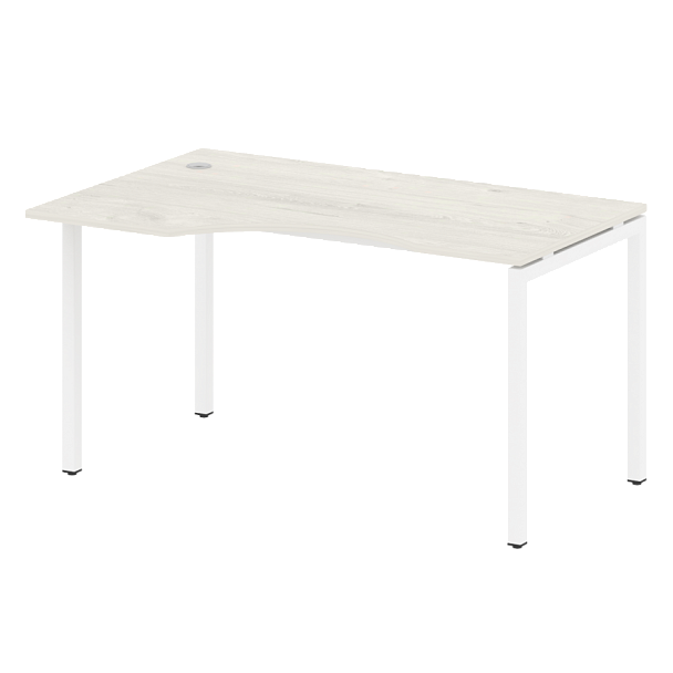Metal System Quattro Стол криволинейный левый на П-образном м/к 40БП.СА-2 (L) Дуб наварра/Белый металл 1400*900*750 - Вид 1