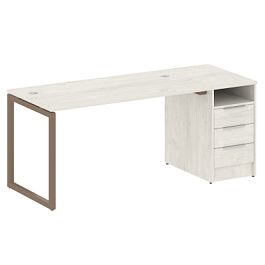 Metal System Quattro Р. ст. с тумбой на О-образном м/к 40БО.РС-СТП-1.3 Дуб наварра/Мокко металл 1812*720*750 - Фото предпросмотра