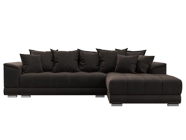 Угловой диван НордСтар правый угол Велюр коричневый - Вид 2