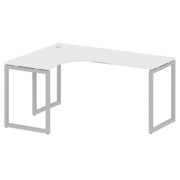 Metal System Quattro Стол криволинейный левый на О-образном м/к 40БО.СА-4 (L) Белый/Серый металл 1600*1200*750 - Вид 1