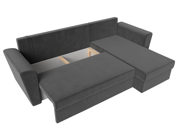 Угловой диван Амстердам Лайт правый (полностью велюр серый) - Вид 8