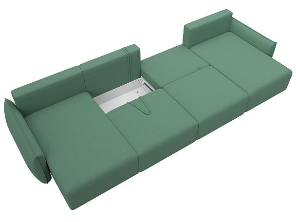 Диван П-образный Лига-051 НПБ Лонг Рогожка зеленый - Вид 8