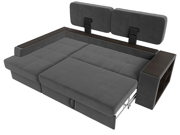 Угловой диван Брюссель левый (полностью велюр серый) - Вид 8