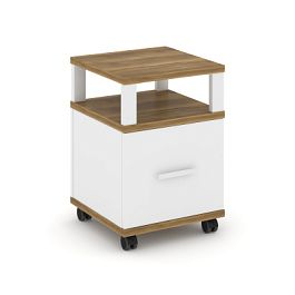 Concept Тумба мобильная 1 распаш. фасад с надставкой CN.TUM-008 W Сандал Янтарный/Белый Бриллиант/Металл Белый 420*420*615 - Фото предпросмотра