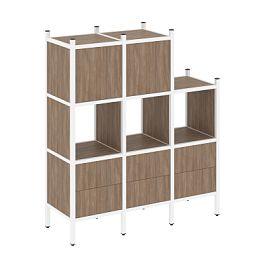 Loft Прямой стеллаж наборный VR.L-15 Дуб аризона/Белый металл 1278*446*1458 - Фото предпросмотра