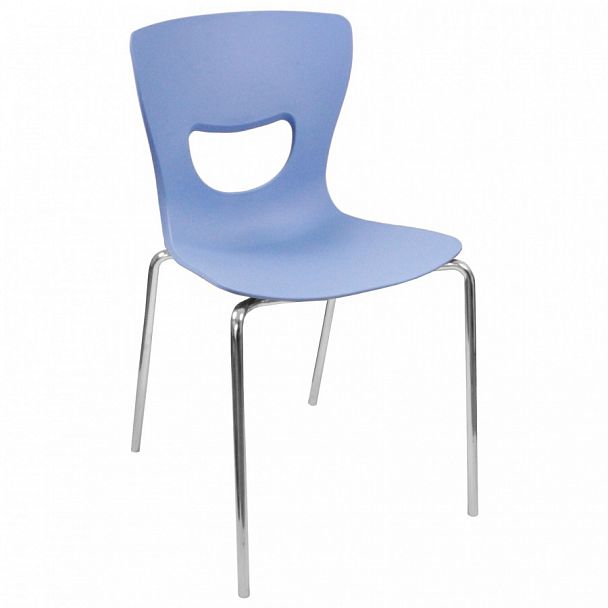 Стул PLUTO (4 ножки) каркас хром, синий - Вид 1