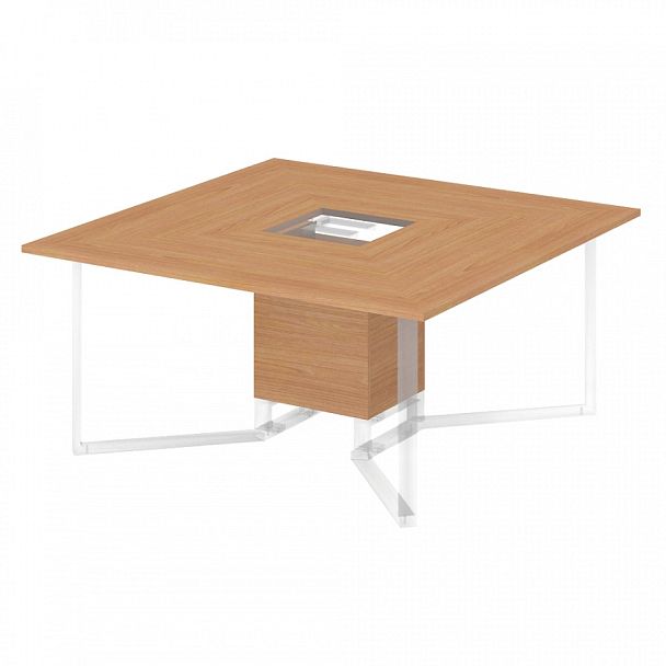 Стол для переговоров на 8 человек квадратный "Компьютерные столы"  ПК-ФРМ-СТГ160Х160-В2-24 ольха шагрень - Вид 1