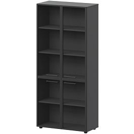 Шкаф высокий закрытый с стеклом в алюминиевой раме СМШ58.28RS.38RSМ(Ч) Графит 792x382x1990 Кортез - Фото предпросмотра