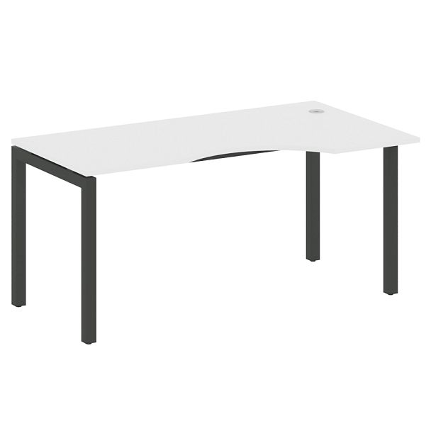 Metal System Quattro Стол криволинейный правый на П-образном м/к 50БП.СА-1 (R) Белый/Антрацит металл 1600*900*750 - Вид 1