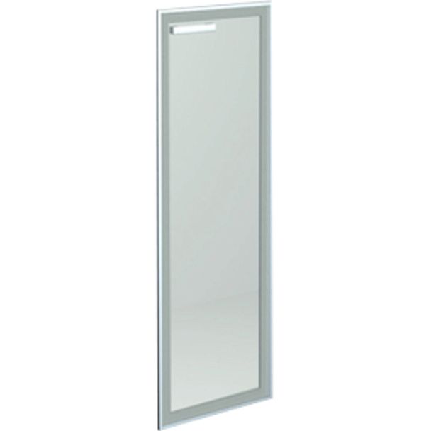 Дверь стеклянная в алюминиевой раме правая НТ-601.СР.ПР.Ф Сатинат 390x4x1180 Аргентум - Вид 1